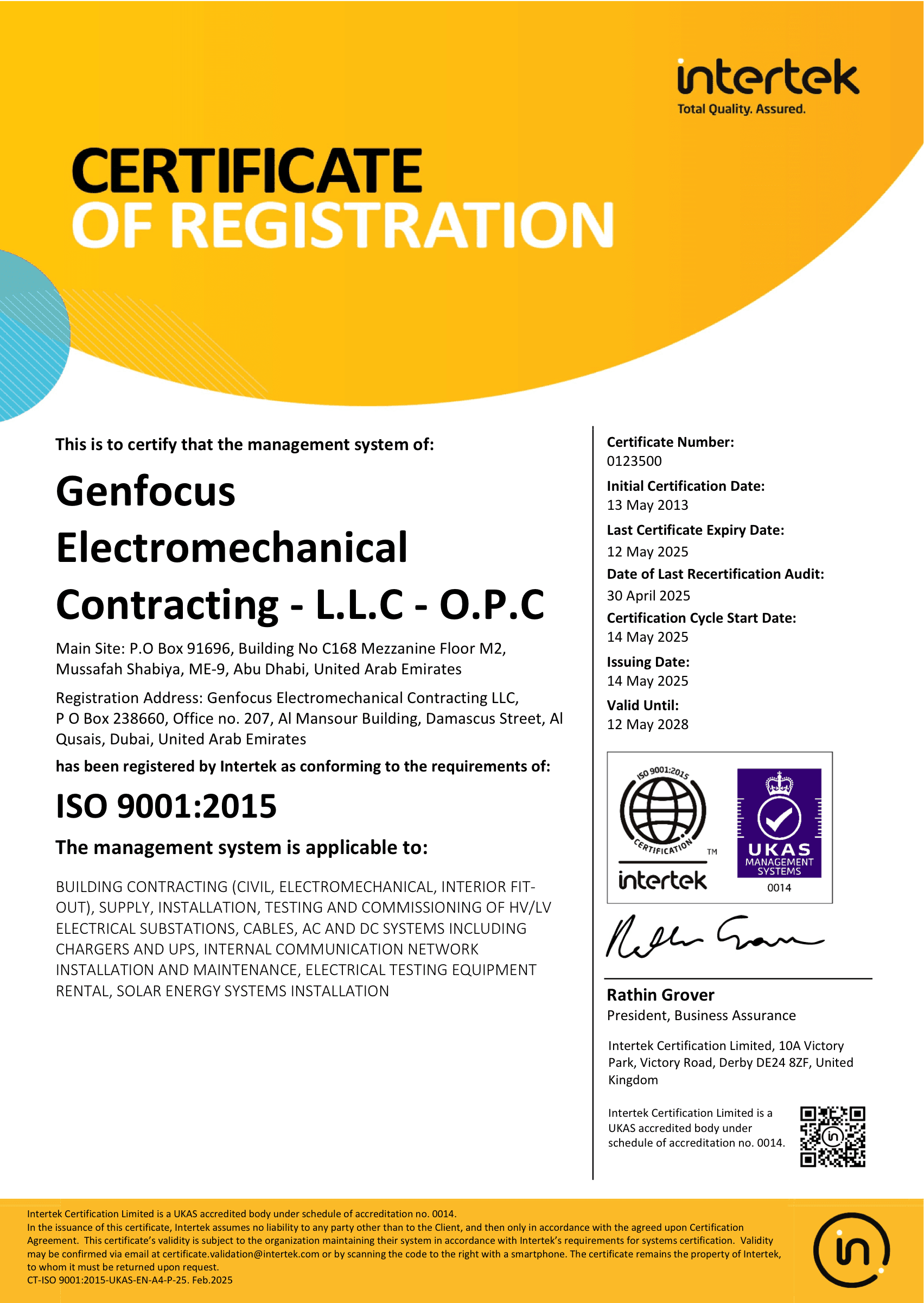 ISO 9001 Certificate